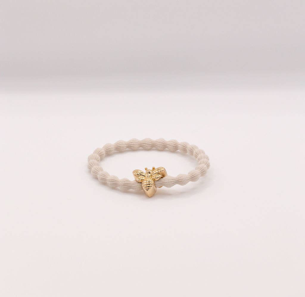 Wave Hair Tie with Gold Bee Charm (Various Colours)