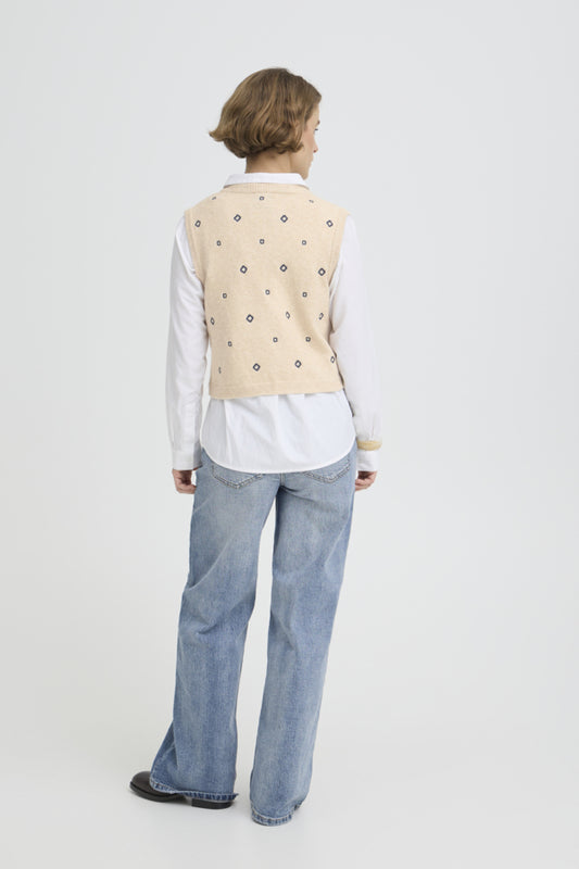 B.Young Bynadika vest in cream & navy