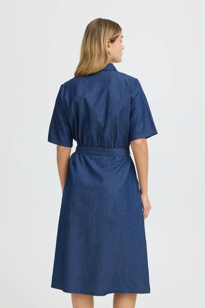 Fransa Denim Shirt Dress - Mid Blue Denim