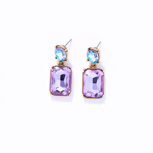 Oval Twin Gem Post Earring in Lilac & Aqua - Robins & Roses, Eccleshall