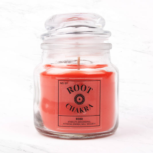 Seven Chakra Candles Root - Rose Scent - Robins & Roses, Eccleshall