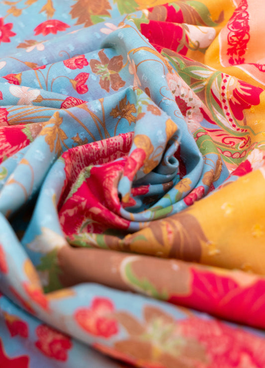 Powder Cotton Scarf - Paisley Poppies - Robins & Roses, Eccleshall