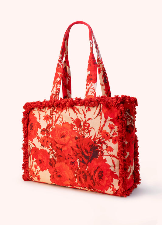 *SS26* Fringed Box Tote - Rouge Blooms