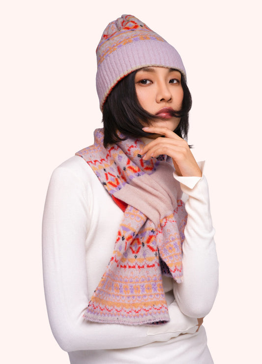 Powder Fair Isle Scarf, Cream Mix - Robins & Roses, Eccleshall