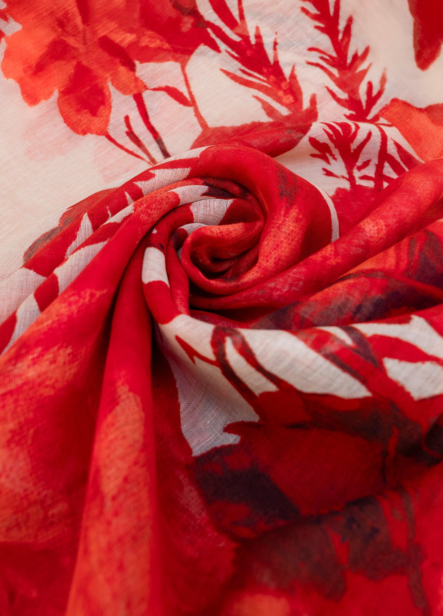 Powder Linen/Cotton Scarf - Rouge Blooms - Robins & Roses, Eccleshall