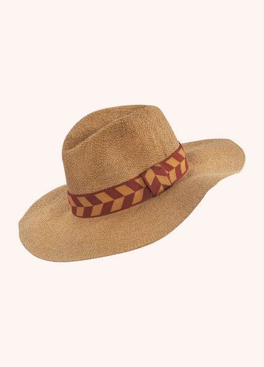 Natasha Hat Terracotta Chevron Band
