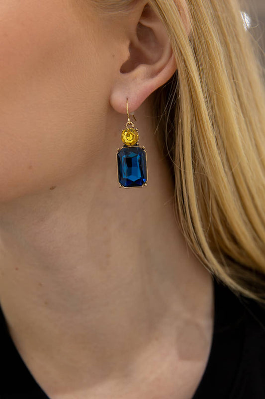 Twin Gem Earring in Azure & Yellow - Robins & Roses, Eccleshall
