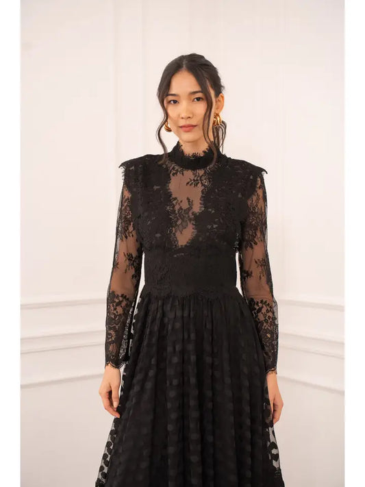 Long Dress in Plumetis Lace