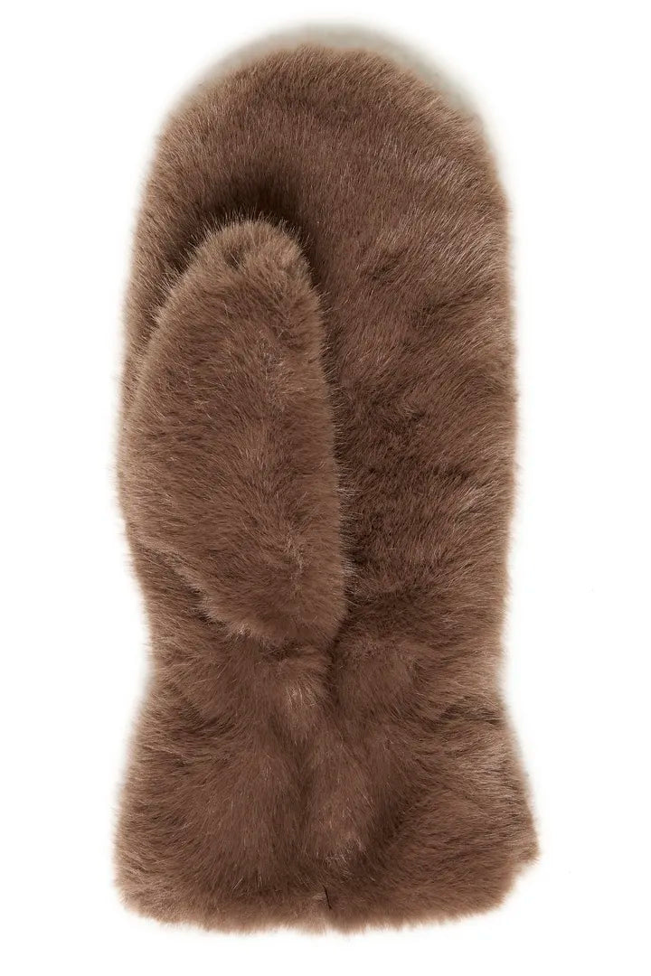 B.Young Brown Faux Fur Mittens