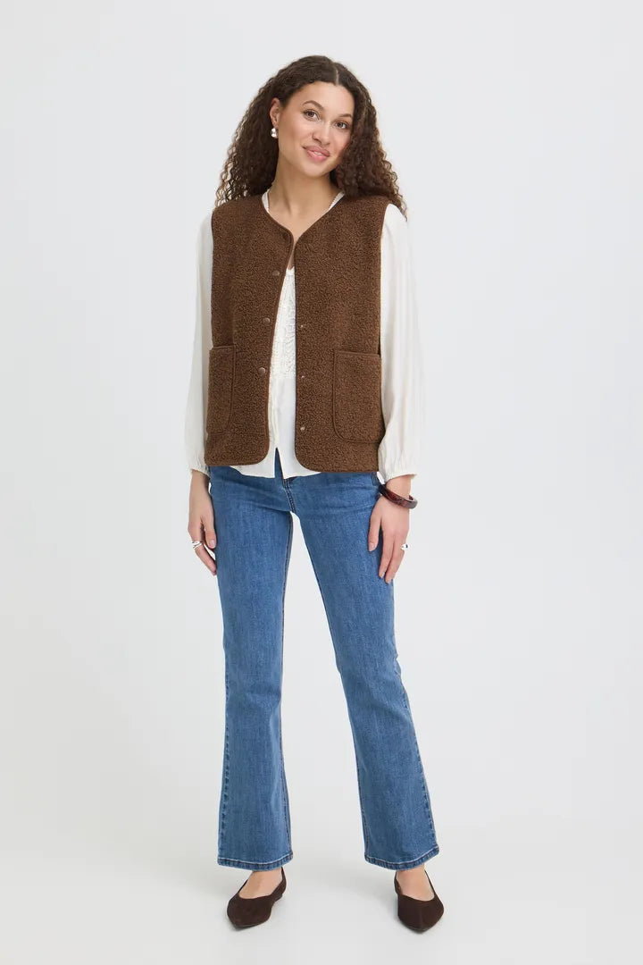Fransa Brown Teddy Gilet