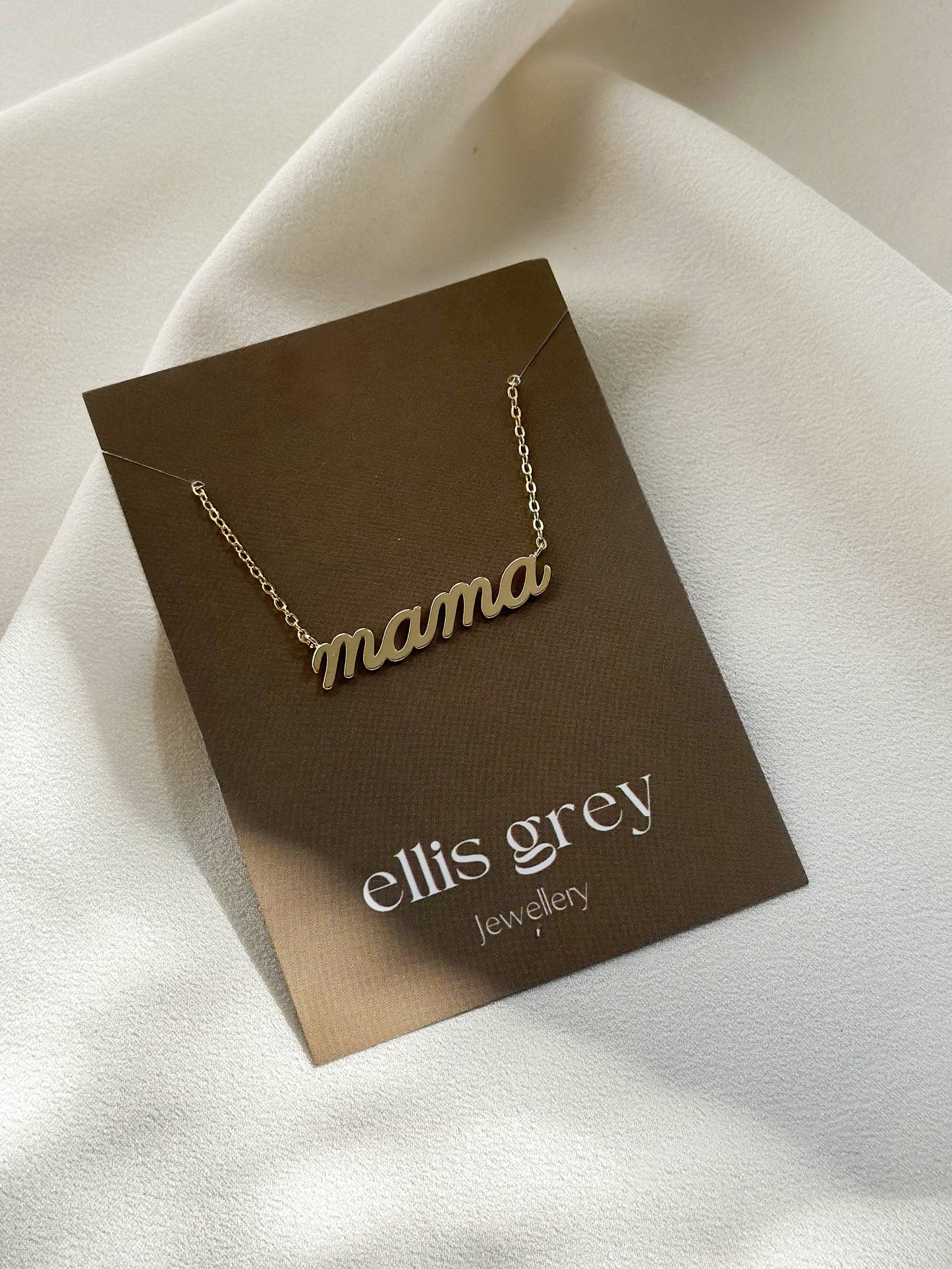 Ellis Grey Jewellery 'Mama' 18k Gold Charm Necklace - Robins & Roses, Eccleshall