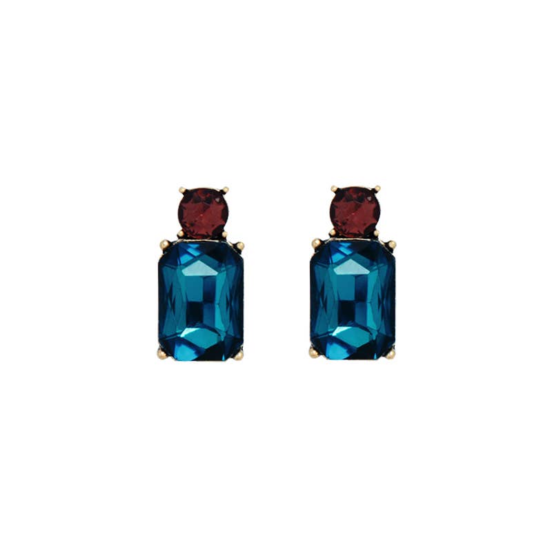 Mini Gem Earring in Petrol & Burgundy - Robins & Roses, Eccleshall