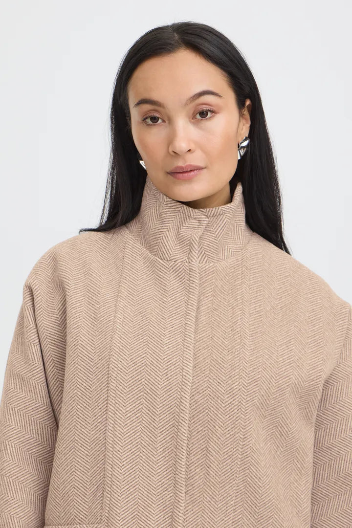 Fransa Brown & Cream Woven Jacket - Robins & Roses, Eccleshall