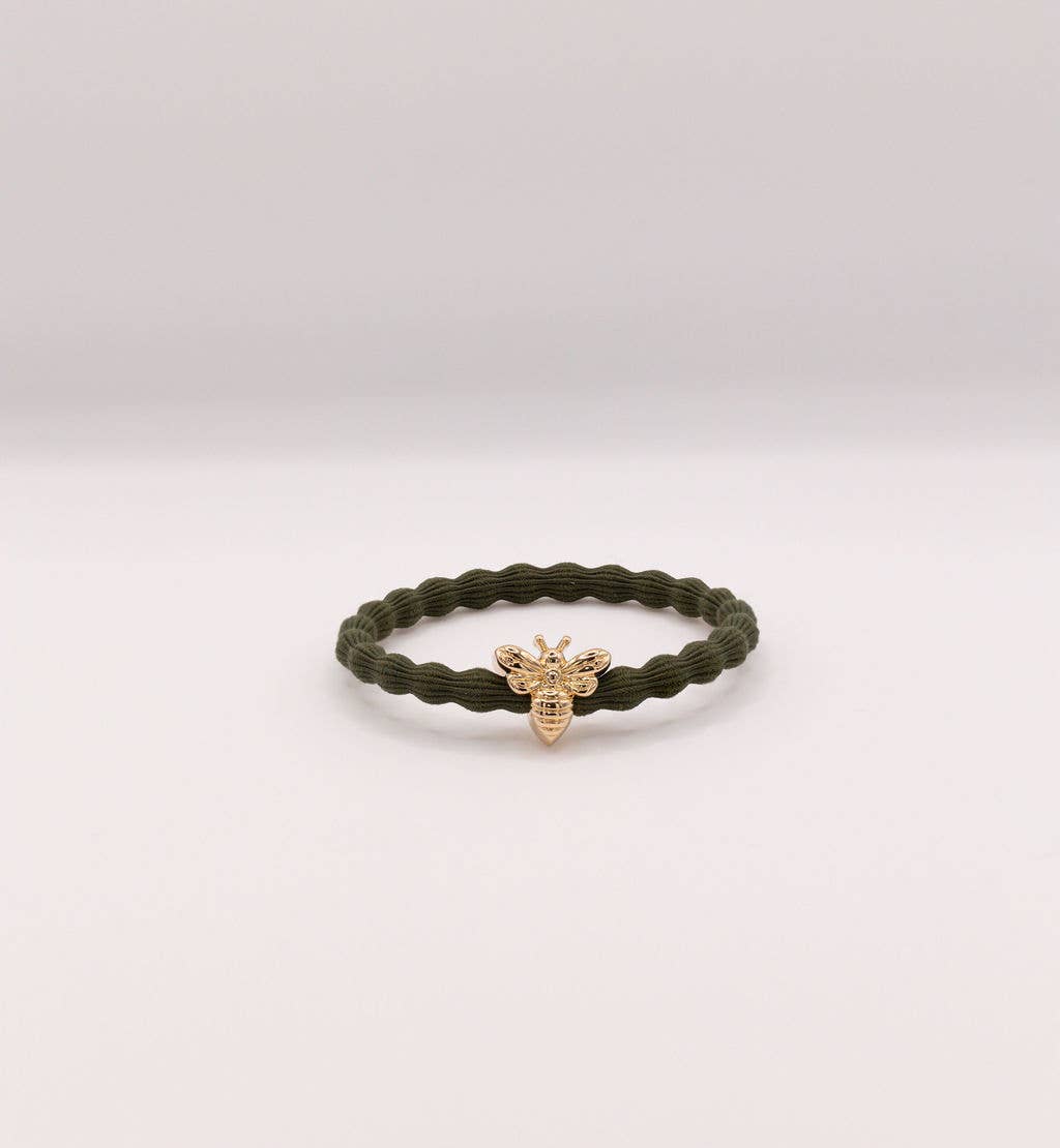 Wave Hair Tie with Gold Bee Charm (Various Colours)