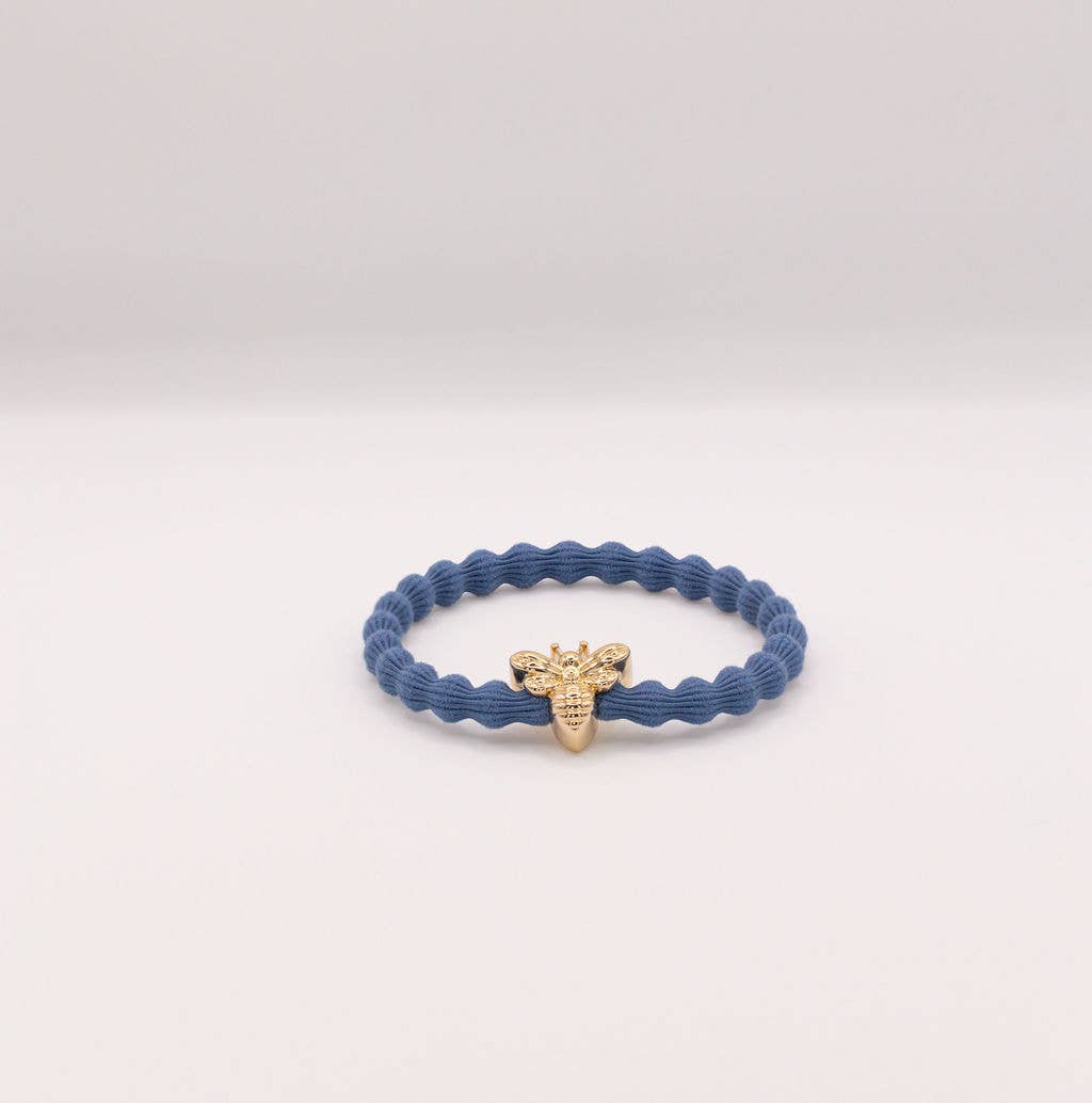 Wave Hair Tie with Gold Bee Charm (Various Colours)