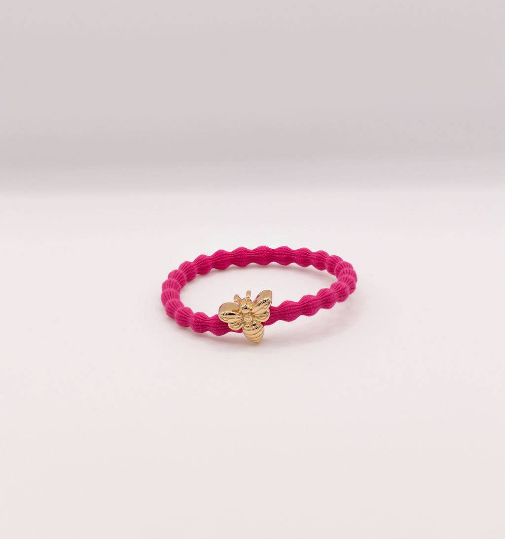 Wave Hair Tie with Gold Bee Charm (Various Colours)