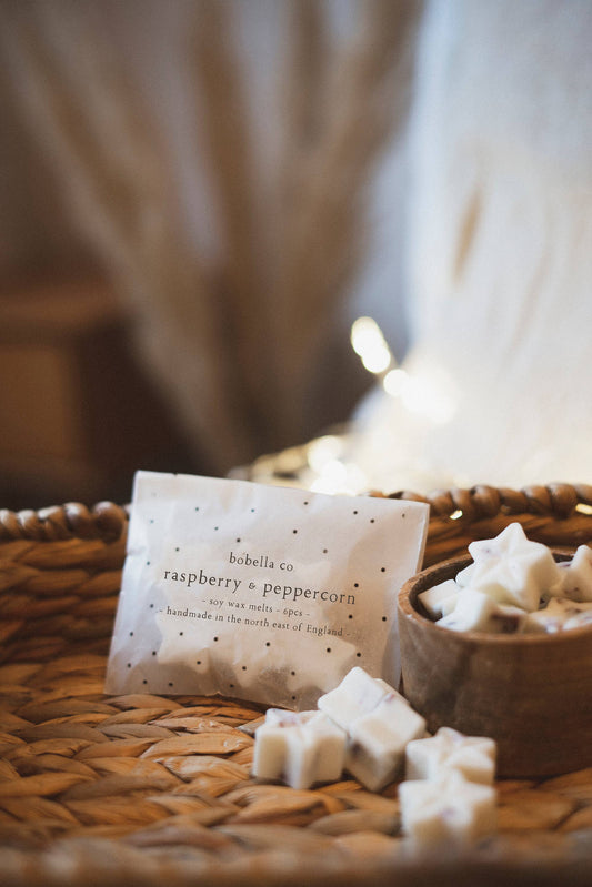 Raspberry & Peppercorn Soy Wax Melts - Robins & Roses, Eccleshall