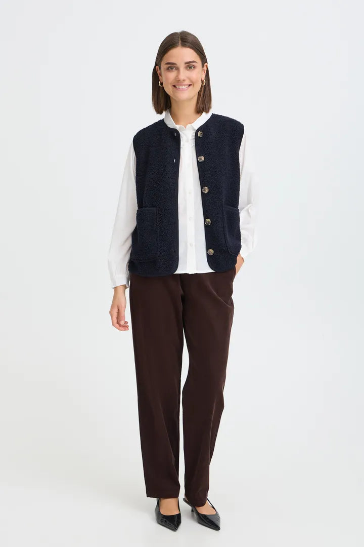 Fransa Navy Teddy Waistcoat