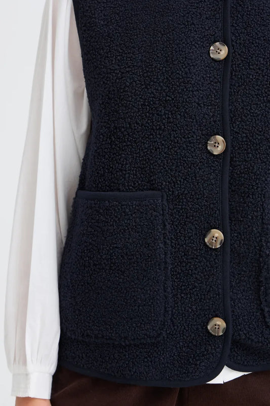 Fransa Navy Teddy Waistcoat