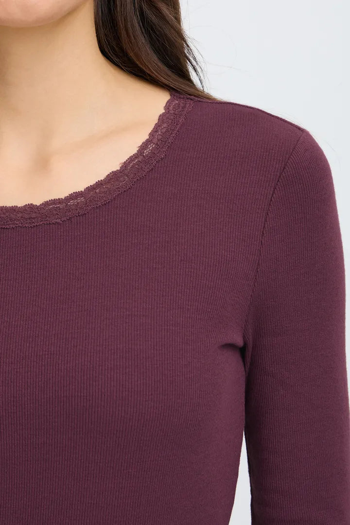 Fransa Burgandy Lace top