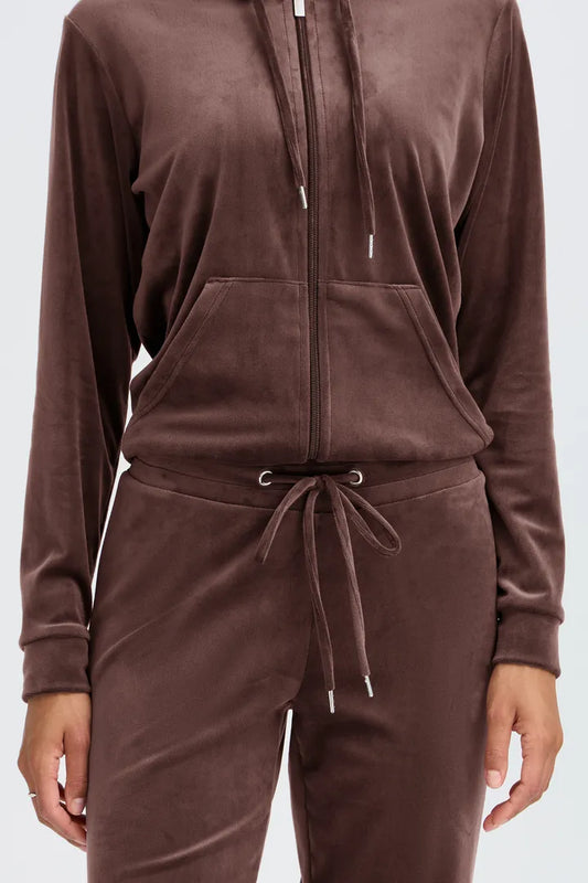 B.Young Brown Velour Tracksuit Set