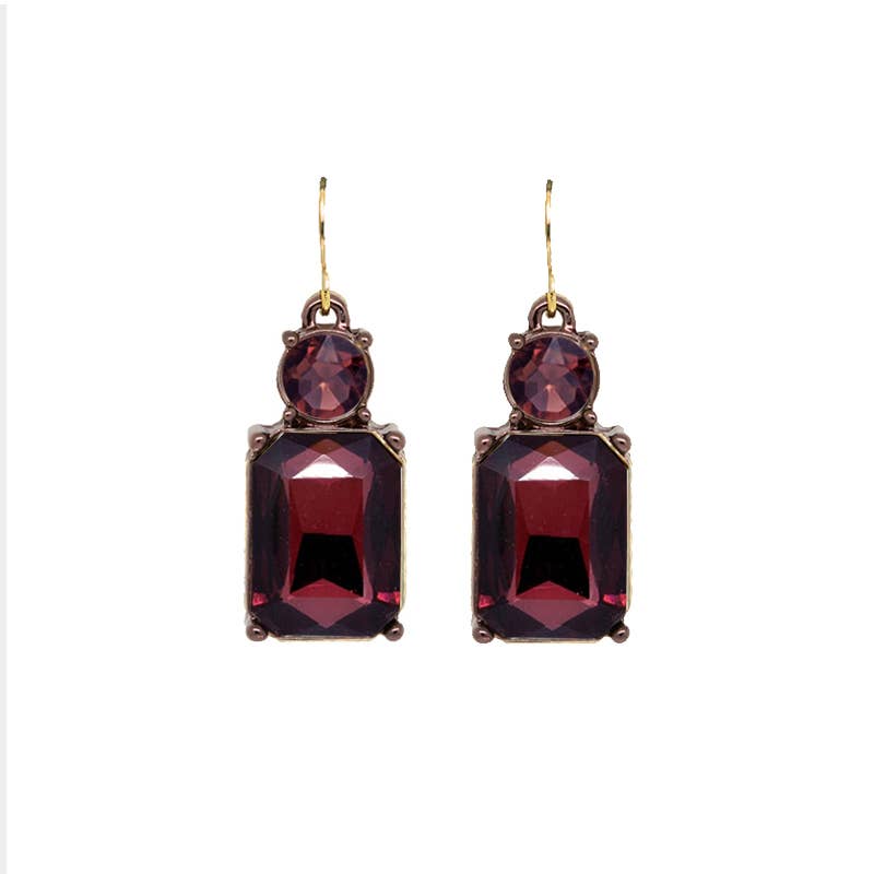 Twin Gem Earring in Burgundy & Chocolate Brown - Robins & Roses, Eccleshall