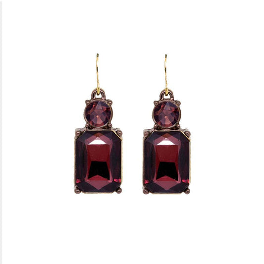 Twin Gem Earring in Burgundy & Chocolate Brown - Robins & Roses, Eccleshall