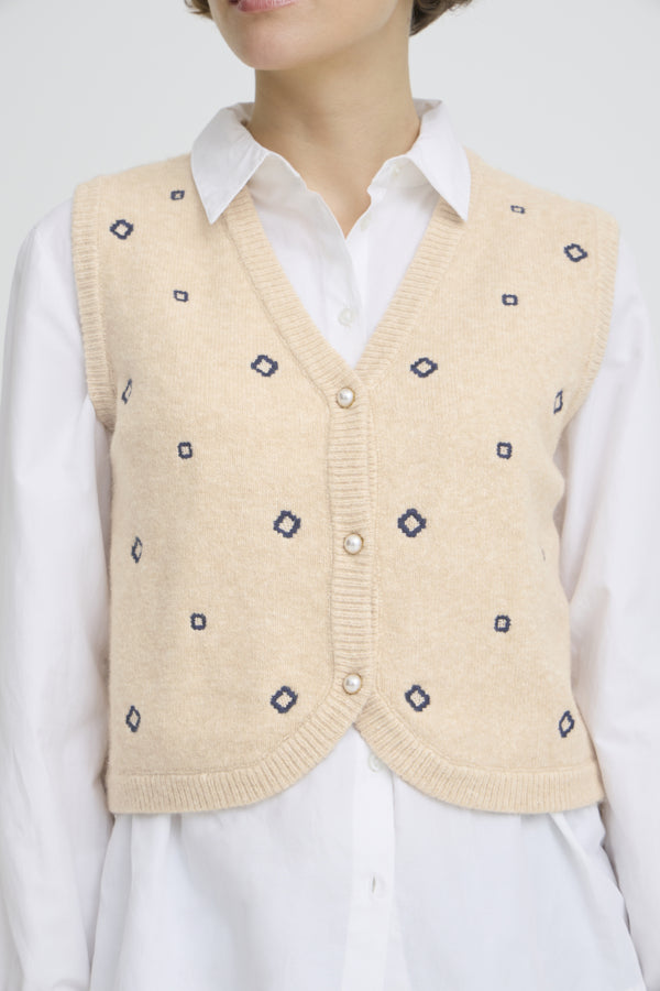 B.Young Waistcoat in Cream & Navy - Robins & Roses, Eccleshall
