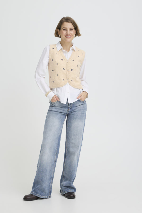 B.Young Waistcoat in Cream & Navy - Robins & Roses, Eccleshall
