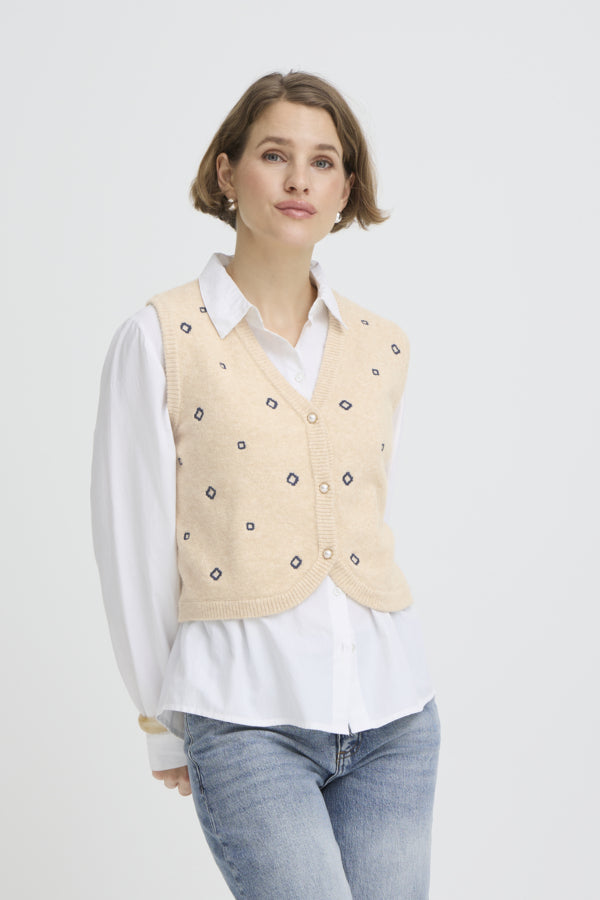 B.Young Waistcoat in Cream & Navy - Robins & Roses, Eccleshall