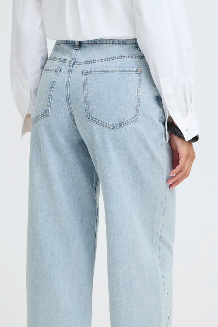 B.Young Wide Cropped Jeans With Embroidery Detail - Robins & Roses, Eccleshall