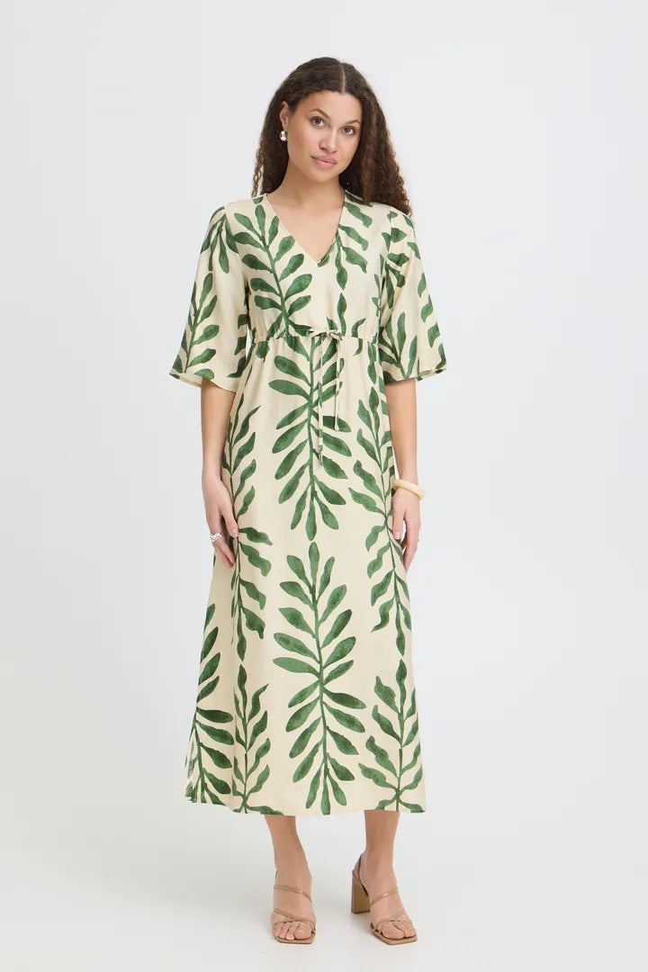 Fransa Leaf Print Dress