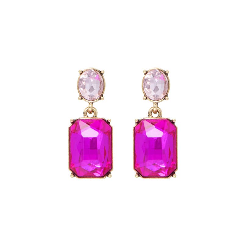 Oval Twin Gem Post Earring in Hot Pink & Light Pink - Robins & Roses, Eccleshall