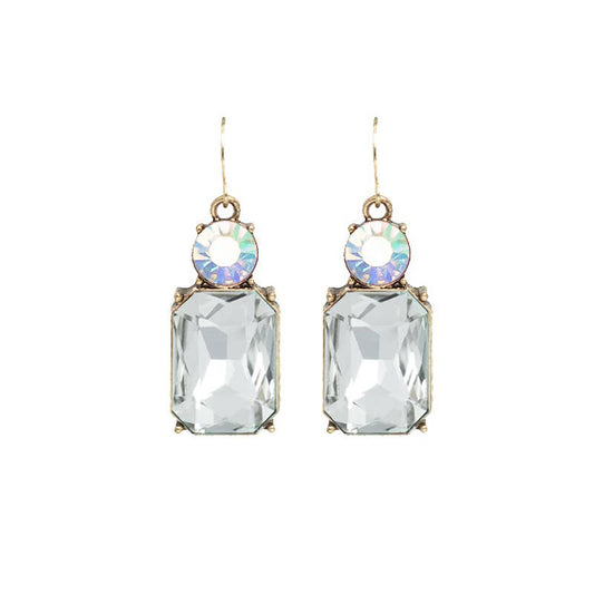 Twin Gem Earring in Clear & Aurora Borealis