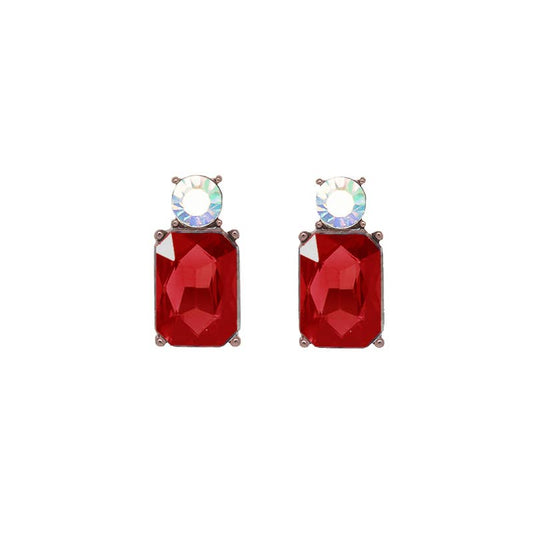 Mini Gem Earring in Antique Gold with Red - Robins & Roses, Eccleshall