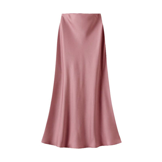 Satin Slip Skirt in Rose Pink