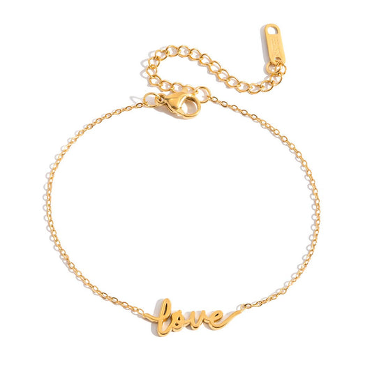 Love Script Bracelet in Gold - Robins & Roses, Eccleshall