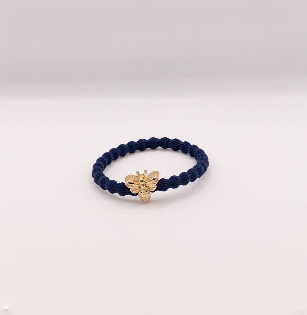 Wave Hair Tie with Gold Bee Charm (Various Colours)