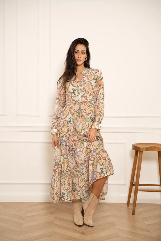 Choklate Paris Floral Print Marbella Silk Dress In Pastel Shades - Robins & Roses, Eccleshall
