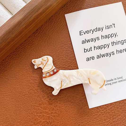 Dachshund Crocodile Clip in Cream