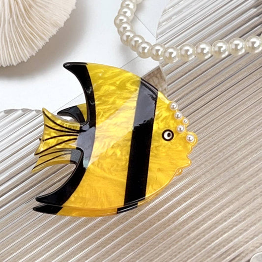 Angelfish Claw Clip in Yellow & Black