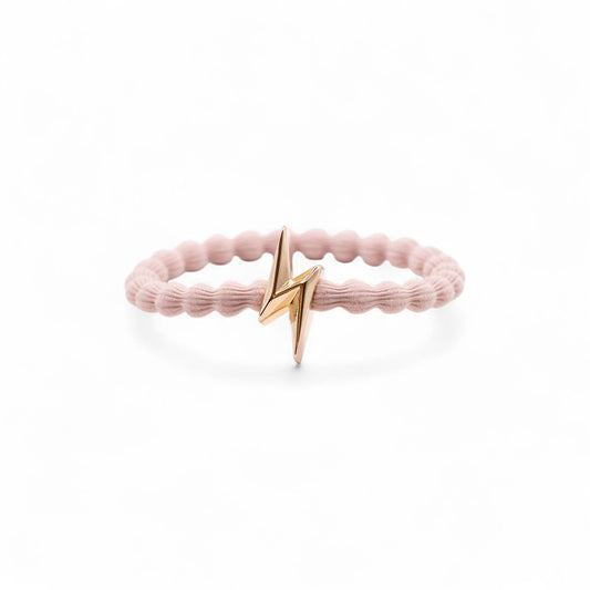 Wave Hair Tie with Gold Bolt Charm (Various Colours) Soft Pink - Robins & Roses, Eccleshall