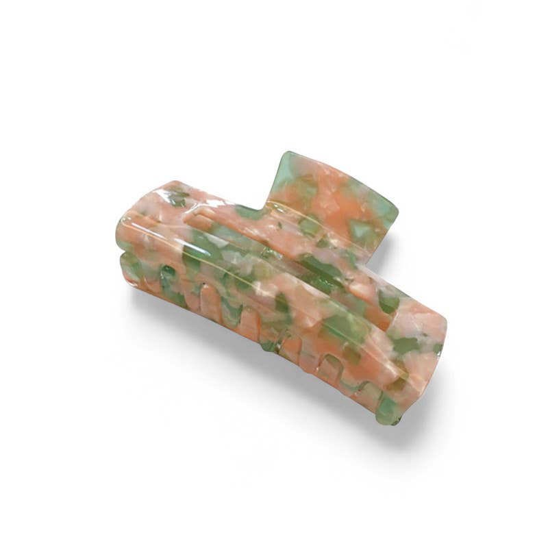 Resin Claw Clip in Pink & Green Marble - Robins & Roses, Eccleshall