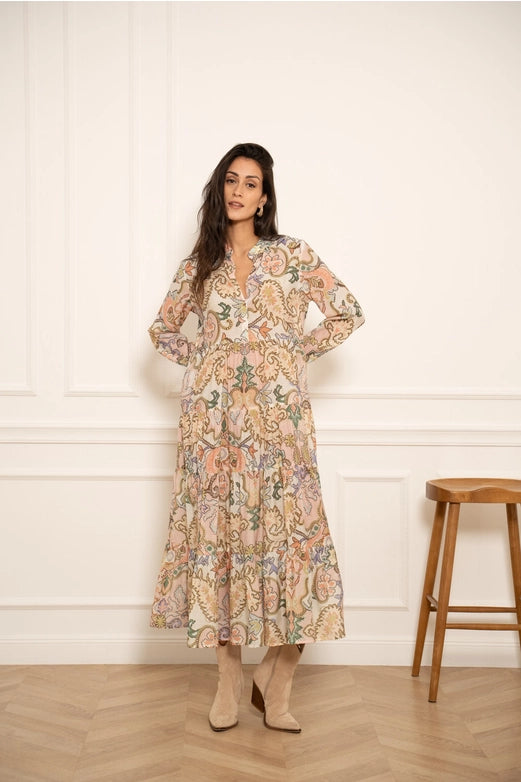 Choklate Paris Floral Print Marbella Silk Dress In Pastel Shades - Robins & Roses, Eccleshall