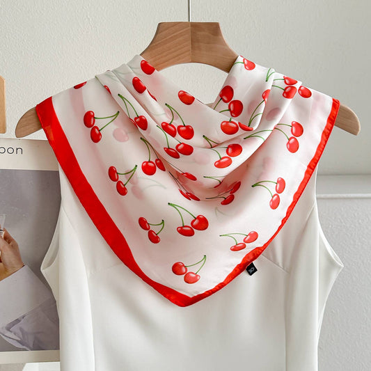 Square Neck Scarf in Cherry Print - Robins & Roses, Eccleshall