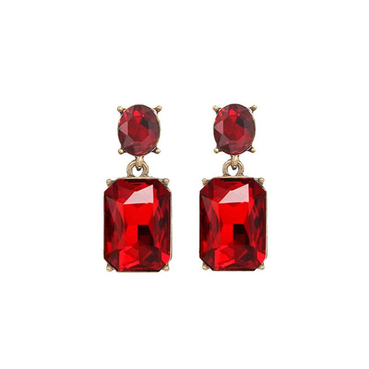 Oval Twin Gem Post Earring in Fire Red - Robins & Roses, Eccleshall
