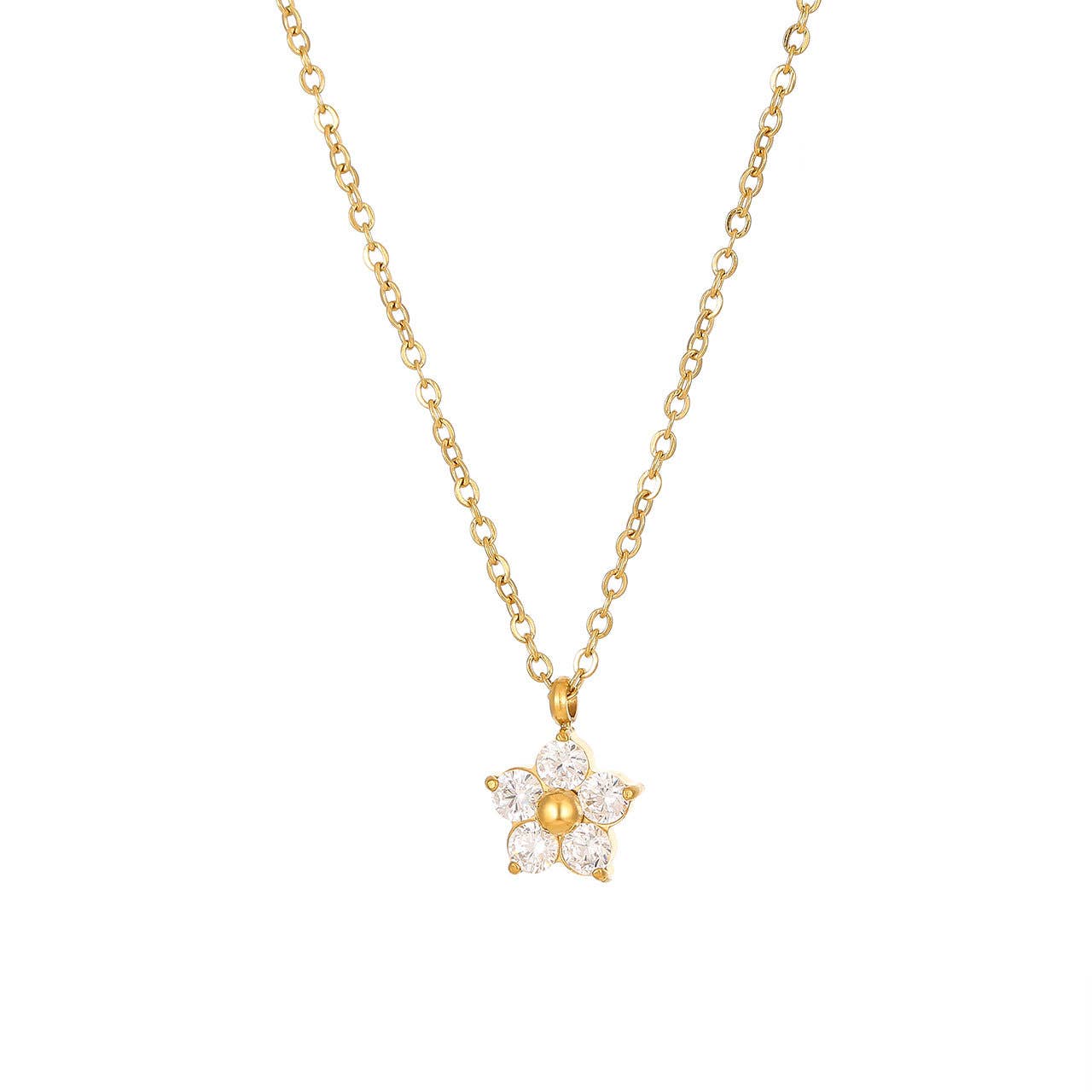 Cubic Zirconia Petal Flower Necklace in Clear - Robins & Roses, Eccleshall