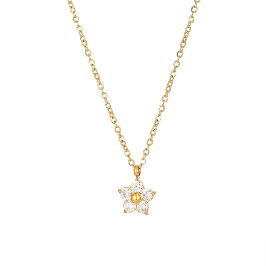 Cubic Zirconia Petal Flower Necklace in Clear - Robins & Roses, Eccleshall