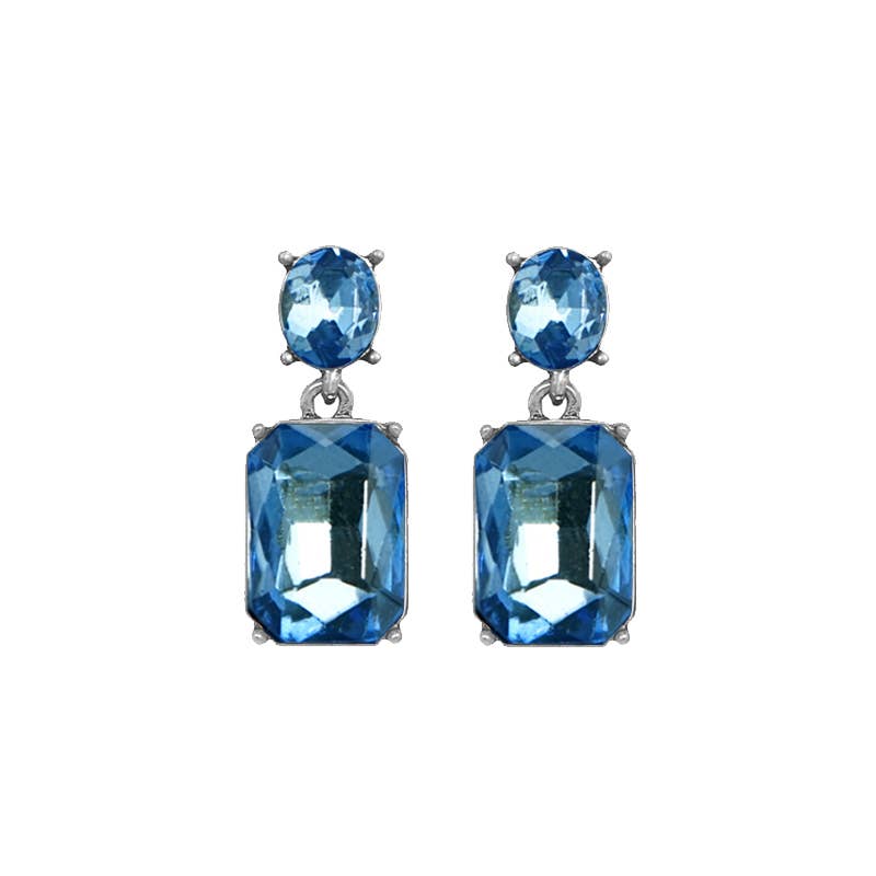 Oval Twin Gem Post Earring in Mid Blue - Robins & Roses, Eccleshall
