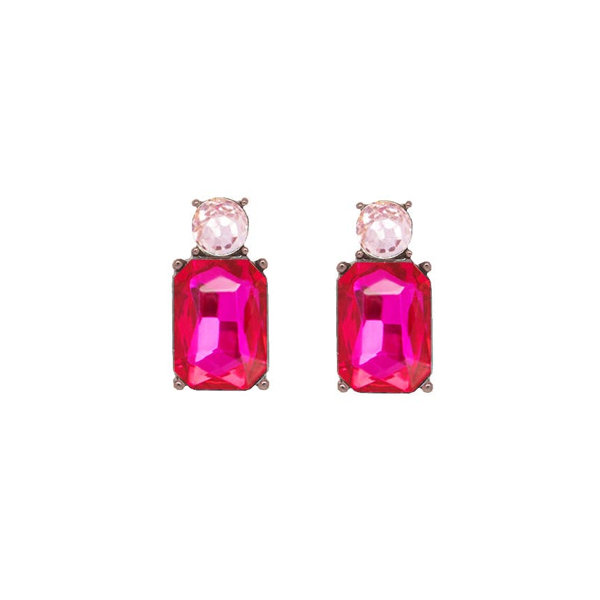 Mini Gem Earring in Hot Pink & Light Pink
